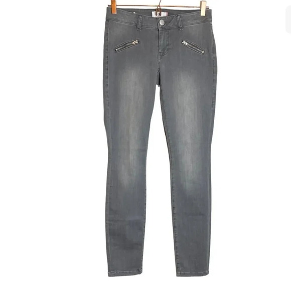 𝅺CAbi | Zipper Skinny Moto Jeans Distressed Denim Stretch Gray #5167 - Picture 2 of 8